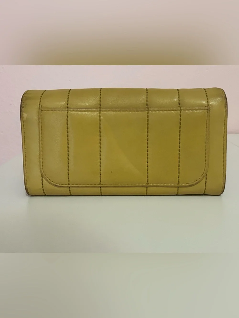 Tory Burch Kira Quilted Envelope Wallet - Mustard Yellow Leather